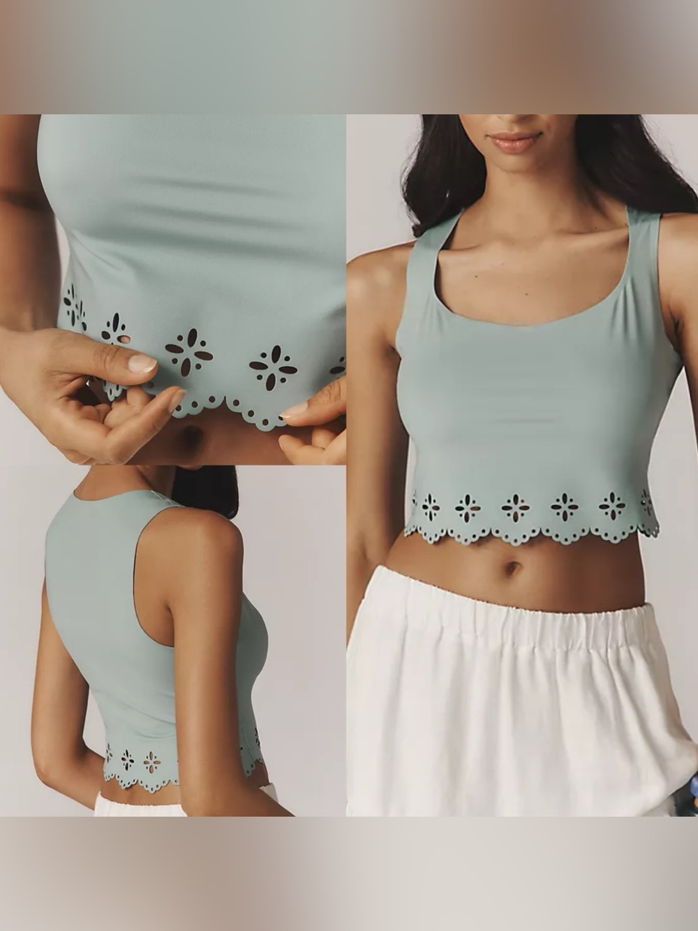 NWT By Anthropologie Seamless Laser-Cut Tank Top dew xxs